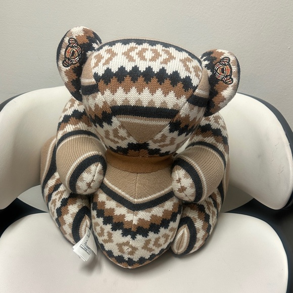 BURBERRY BABY BEIGE FAIR ISLE WOOL THOMAS TEDDY BEAR TAN AND BROWN PATTERNED NWT - Picture 7 of 17